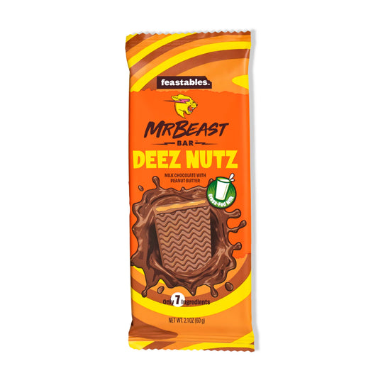 Feastables Mr Beast Deez Nutz Peanut Butter Chocolate Bar 2.1oz 10ct