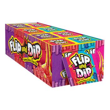 Foreign Candy Flip and Dip Gummy Sticks & Sour Dip 3.4oz 8ct