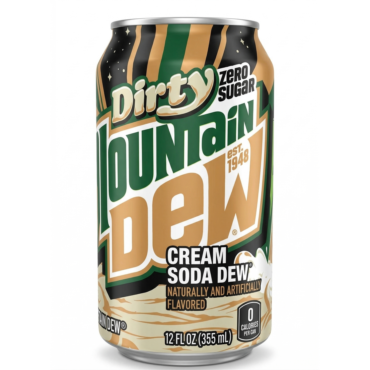 Mountain Dew Dirty Dew Creamy Soda Zero Sugar 12oz 12ct (Shipping Extra, Click for Details)