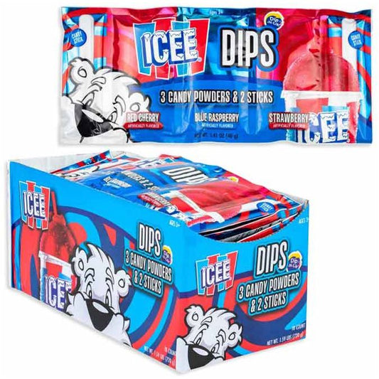 Icee Dips 3 Flavors Strip 1.41oz 18ct