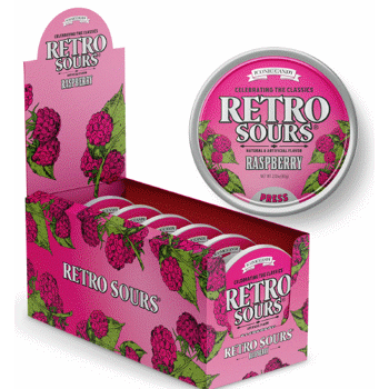Iconic Retro Sours Raspberry 60g Tin 8ct
