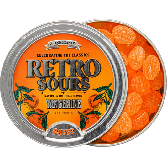 Iconic Retro Sours Tangerine 60g Tin 8ct