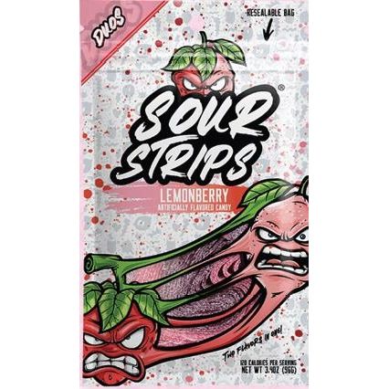 Sour Strips Peg Bag Lemonberry 3.4oz 12ct