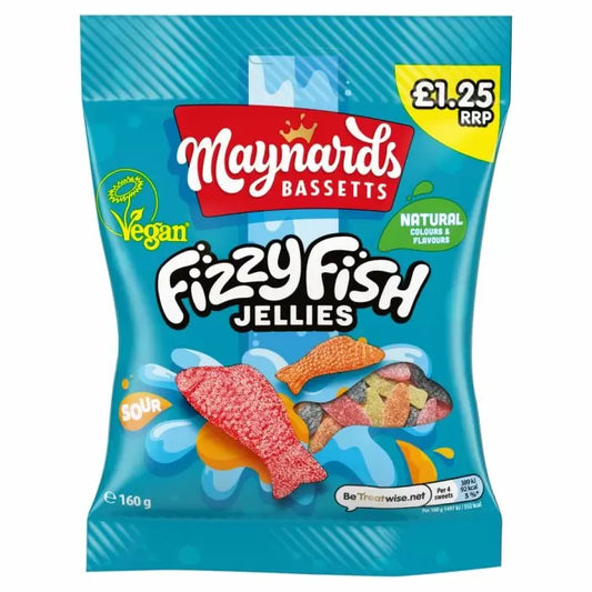 Maynards Bassetts Fizzy Fish 160g 12ct (UK)