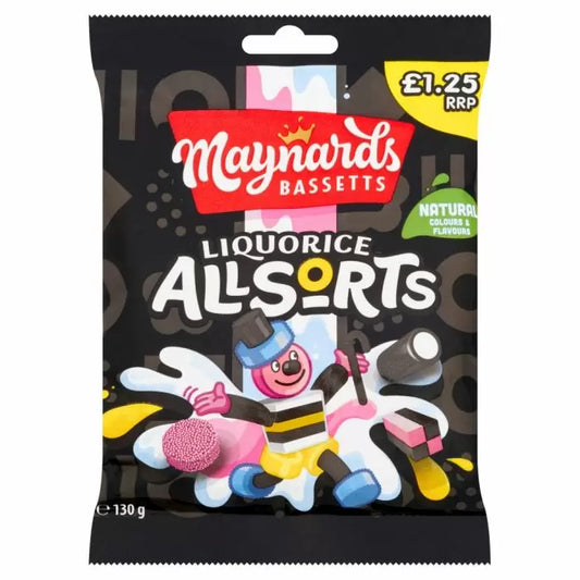 Maynards Bassetts Liquorice Allsorts Sweets Bag 130g 12ct (UK)