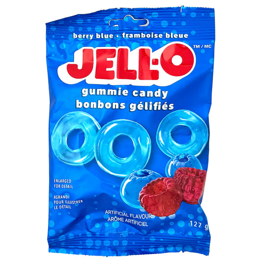 NEW! Jell-O Berry Blue Gummy Rings 127g 12ct (CAN)