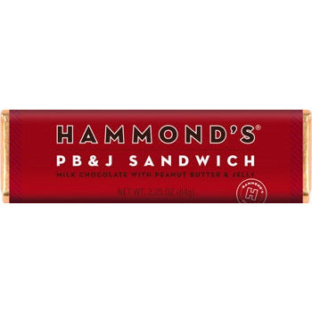 Hammond's Chocolate Bar PB&J Sandwich Milk Chocolate 2.25oz 12ct