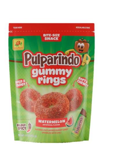 Pulparindo Gummy Rings Sandia 9oz 12ct (Mexico)