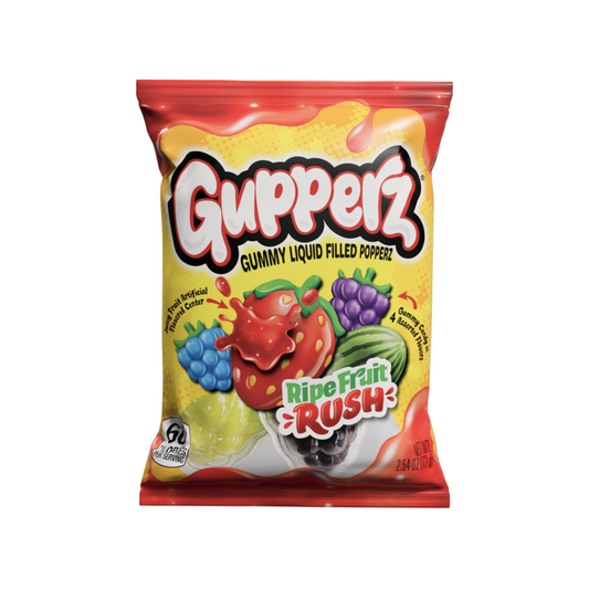 Gupperz® Gummy Liquid Filled Popperz - Ripe Fruit Rush 2.54oz 12ct