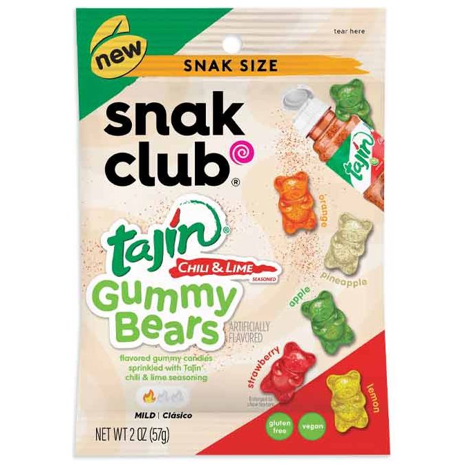 Snak Club Tajin Chili & Lime Gummy Bears Peg Bag Vegan 2oz 12ct