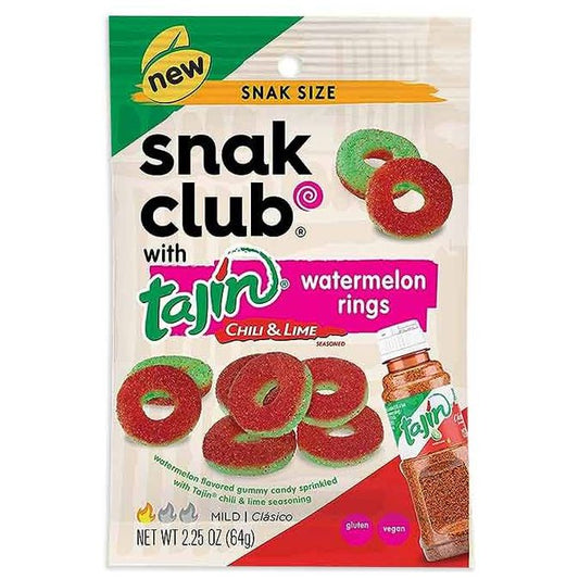 Snak Club Tajin Chili & Lime Watermelon Rings Peg Bag Vegan 2.25oz 12ct
