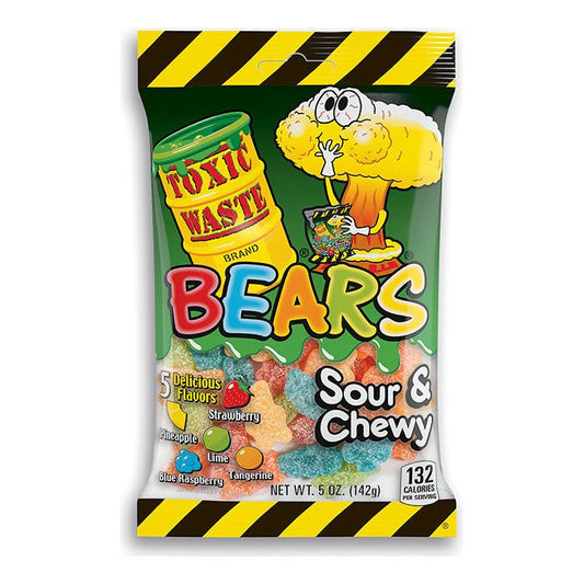 Toxic Waste Bears Sour & Chewy Peg Bag 5oz 12ct