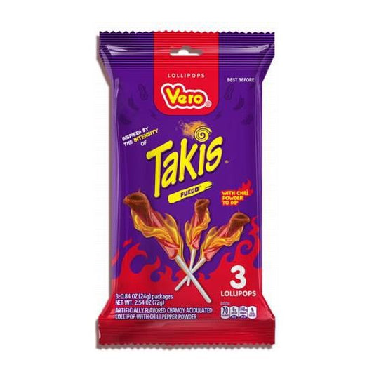 Vero Takis Fuego Lollipop 3pcs Peg Bag 6ct (Mexico)