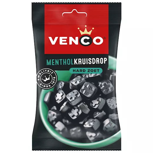 Venco Menthol Cross Licorice Bag 120g 12ct (Europe)
