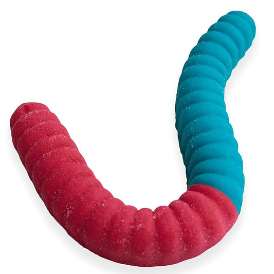World's Largest Gummy Worm Neon Sour 2 Tone Cherry/Blue Raspberry Blister Packaging 26 Inches 3lb 1ct