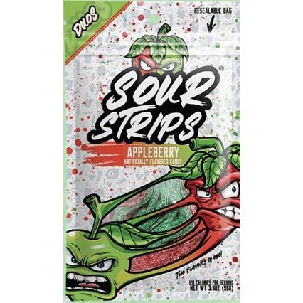 Sour Strips Peg Bag Appleberry 3.4oz 12ct