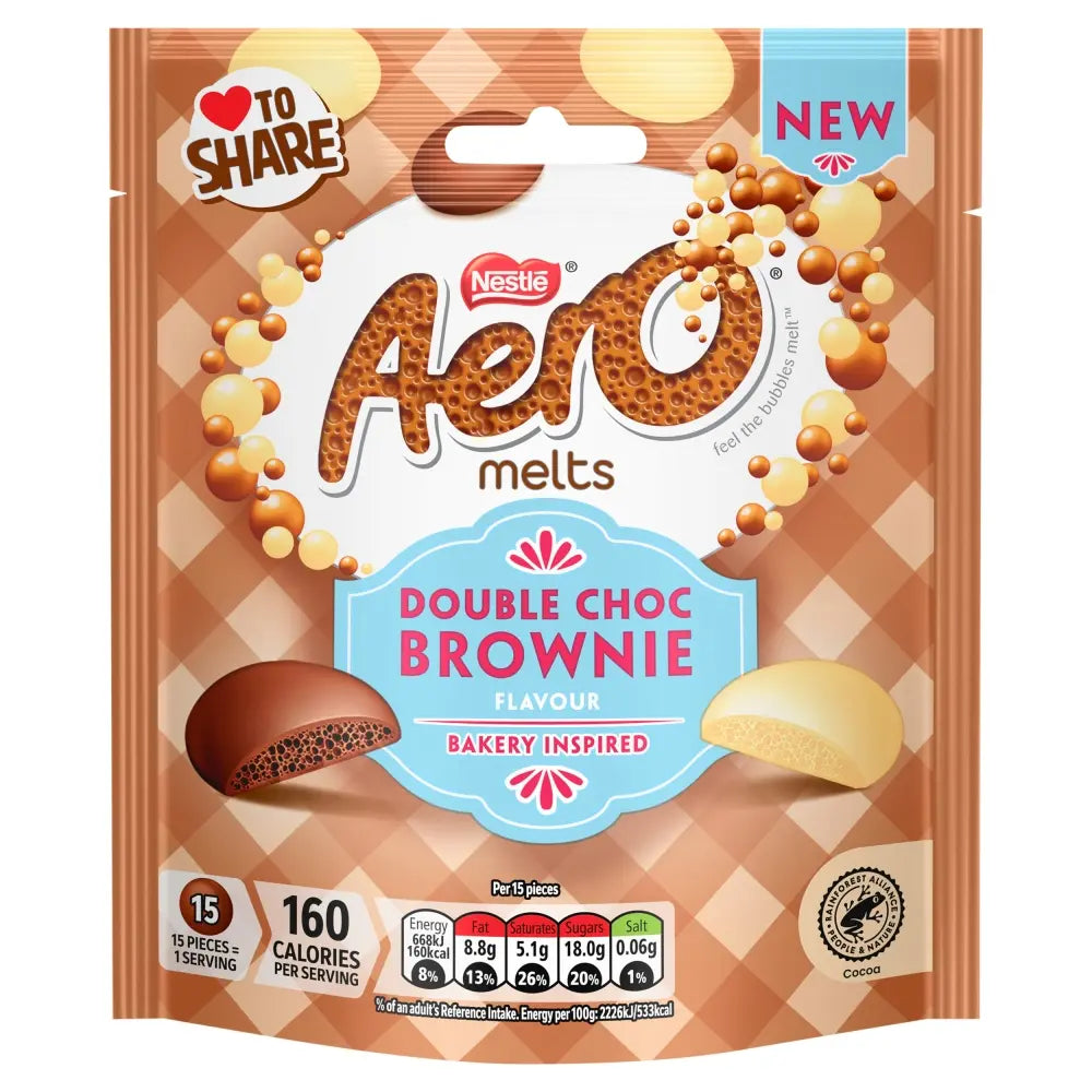 Aero Melts Double Chocolate Brownie Bag 86g 8ct (UK)