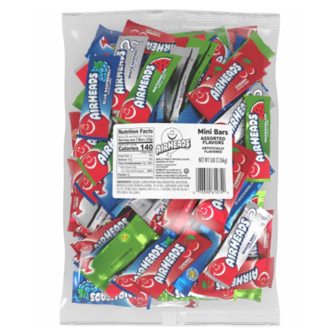Airheads Mini Bars Assorted Bulk 5lb 1ct - candynow.ca