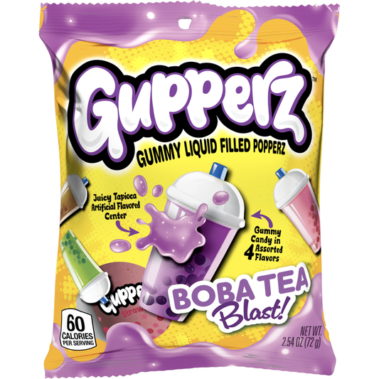 Gupperz® Gummy Liquid Filled Popperz - Boba Tea Blast 2.54oz 12ct