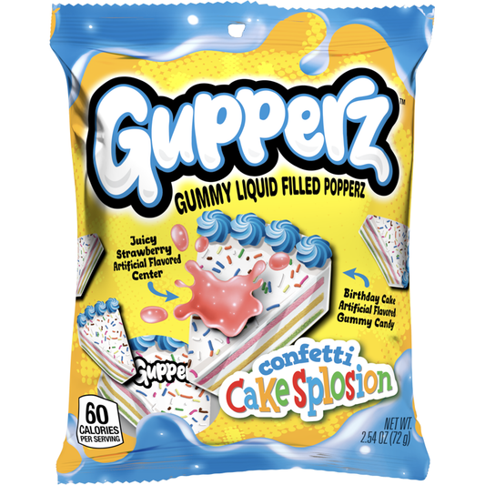 Gupperz® Gummy Liquid Filled Popperz - Confetti Cakesplosion 2.54oz 12ct