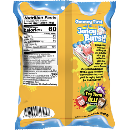 Gupperz® Gummy Liquid Filled Popperz - Confetti Cakesplosion 2.54oz 12ct