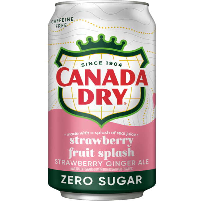 Canada Dry Strawberry Fruit Splash Zero Sugar Ginger Ale 12oz 12ct (Shipping Extra, Click for Details)