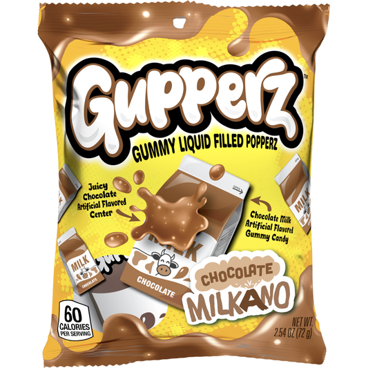 Gupperz® Gummy Liquid Filled Popperz - Chocolate Milkano 2.54oz 12ct