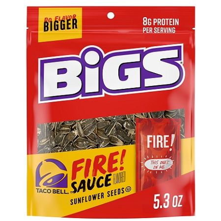 Big's Sunflower Seeds Taco Bell Fire Sauce Peg Bags 5.35oz 12ct