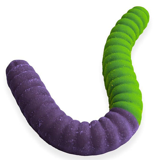 World's Largest Gummy Worm Neon Sour 2 Tone Sour Apple/Grape Blister Packaging 26 Inches 3lb 1ct