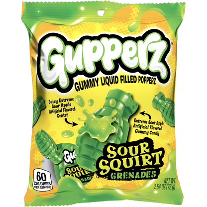 Gupperz® Gummy Liquid Filled Popperz - Sour Squirt Grenade 2.54oz 12ct