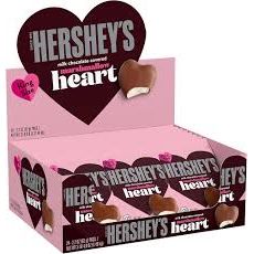 Hershey's Valentine Chocolate Covered Marshmallow Hearts 2.2oz 24ct