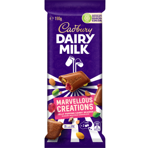 Cadbury Dairy Milk Jelly Pop Candy Beanies Chocolate Block 190g 16ct (Australia) - candynow.ca