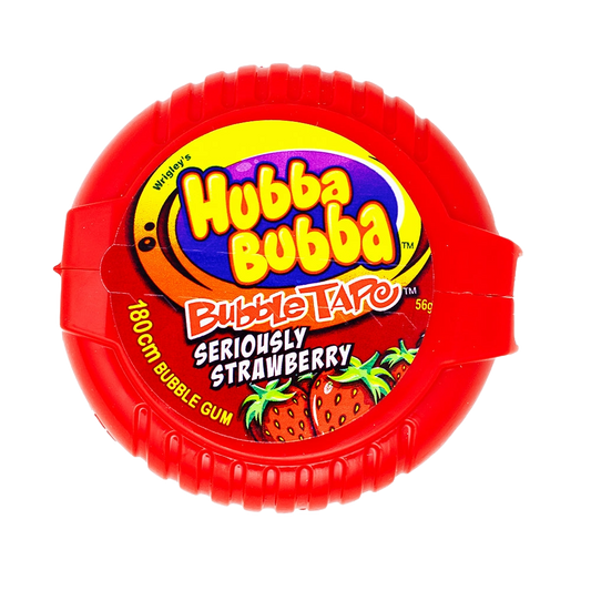 Hubba Bubba Tape Seriously Strawberry 56g 12ct (Australia) - candynow.ca