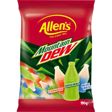 Allens Mountain Dew Bottles 190g 12ct (Australia)