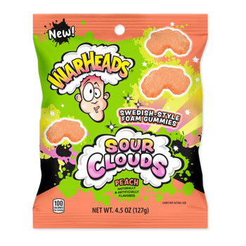 Warheads Sour Clouds Peg Bag Peach 4.5oz 12ct