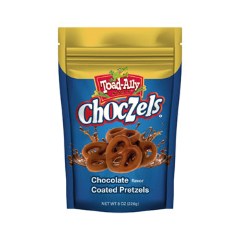 Toad Ally Choczels Milk Chocolate Enrobed Pretzel Stand Up Bag 8oz 12ct