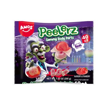 Amos Halloween Peelerz 40pc Gummy Body Parts LDB 7.05oz 12ct
