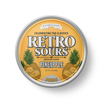 Iconic Retro Sours Pineapple 60g Tin 8ct