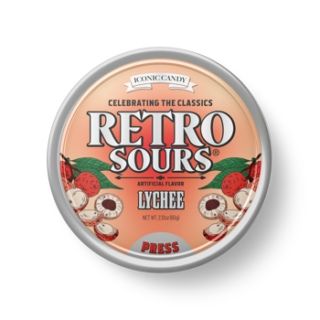 Iconic Retro Sours Lychee 60g Tin 8ct