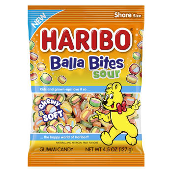 Haribo Balla Bites Sour Peg Bag 4.5oz 12ct