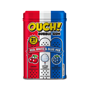 Ouch! Bubble Gum Red, White & Blue Flavor Tin 21pc 12ct
