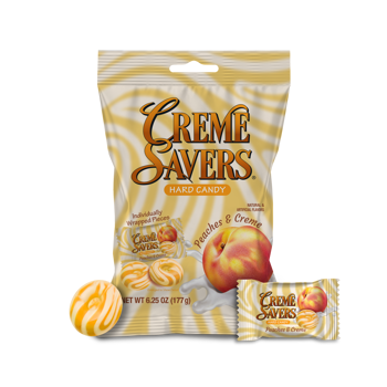 Creme Savers Peaches Peg Bag 6.25oz 12ct