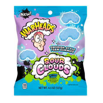 Warheads Sour Clouds Peg Bag Cotton Candy 4.5oz 12ct