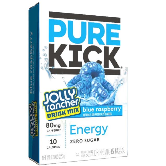 Pure Kick Jolly Rancher Blue Raspberry Energy Drink Mix 6ct Singles to Go 0.79oz 12ct
