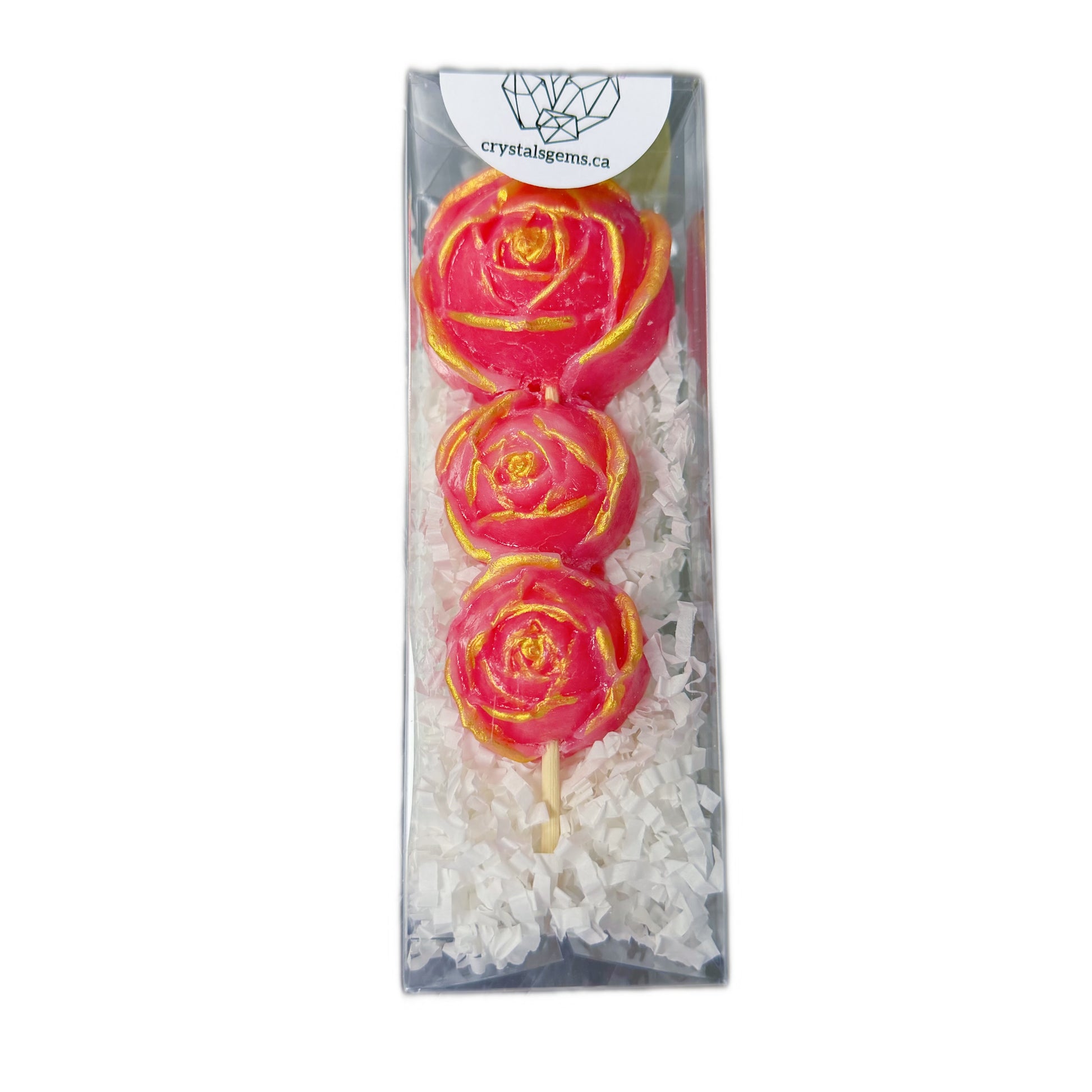 Crystal Gems Rose Pops Lychee Crystal Candy 6ct (CAN) - candynow.ca