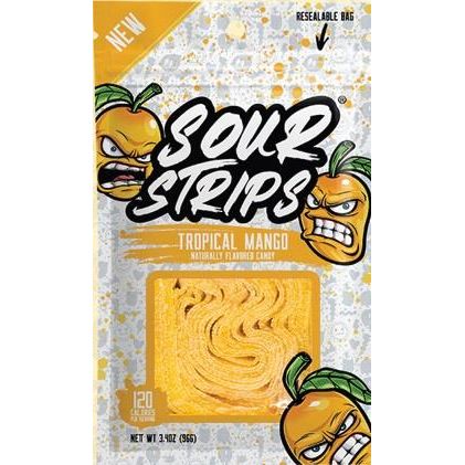 Sour Strips Peg Bag Tropical Mango 3.4oz 12ct