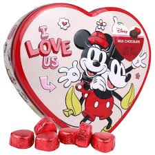 Mickey & Minnie Heart Tin Milk Chocolate 3.60z 6ct