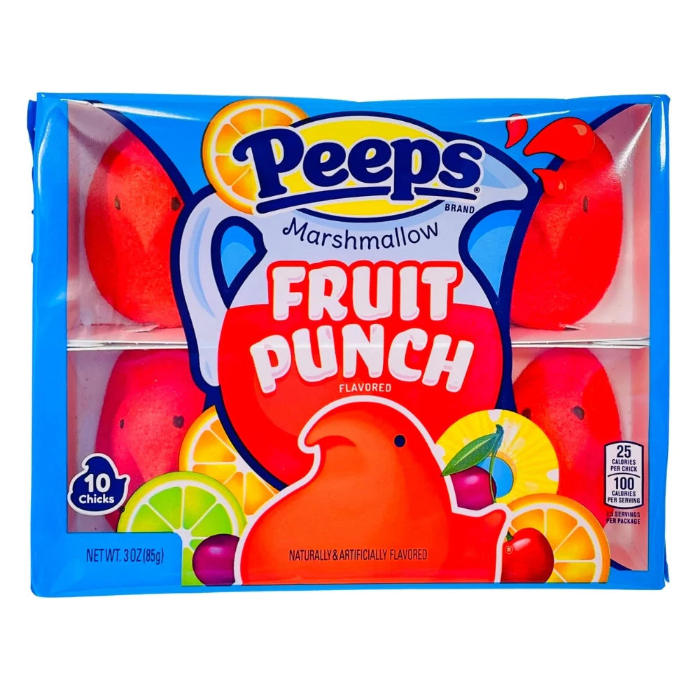 Peeps 10ct Marshmallow Chicks Fruit Punch  3oz 36ct