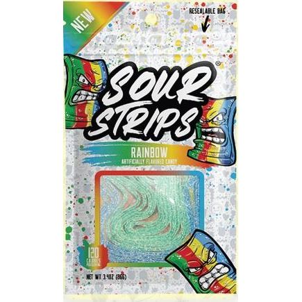Sour Strips Peg Bag Rainbow 3.4oz 12ct