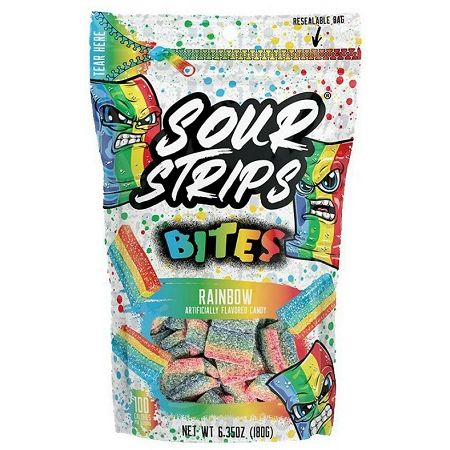 Sour Strips Bites Peg Bag Rainbow 6.35oz 10ct